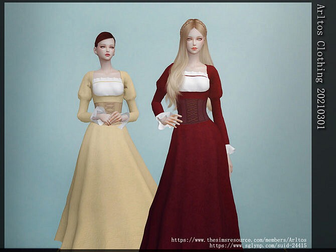 Sims 4 Long dress 20210301 by Arltos at TSR