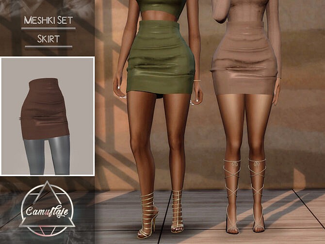 Sims 4 MESHKI Set (Skirt) by Camuflaje at TSR