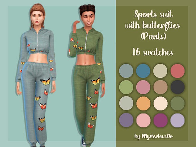 Sims 4 Sports suit with butterflies (Pants) by MysteriousOo at TSR