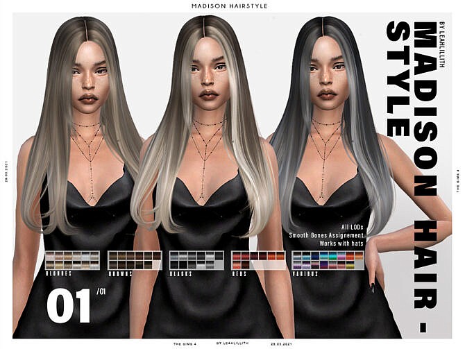 Sims 4 Madison Hairstyle by Leah Lillith at TSR