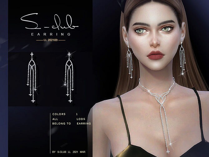 Sims 4 Diamond earrings 2021029 by S Club LL at TSR