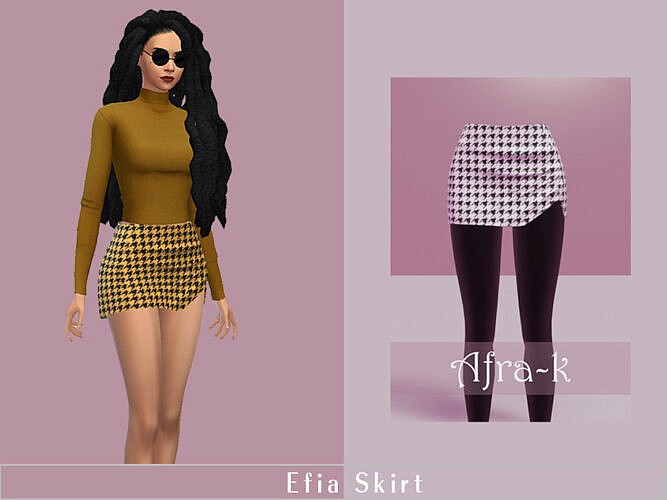 Efia Houndstooth Skirt By Akaysims