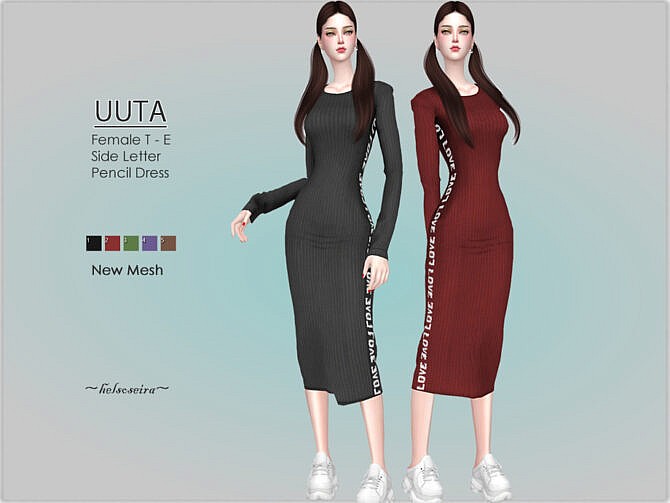 Sims 4 UUTA Pencil Midi Dress by Helsoseira at TSR
