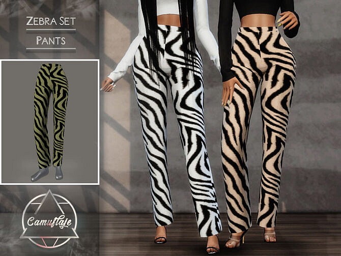 Sims 4 Zebra Set (Pants) by CAMUFLAJE at TSR