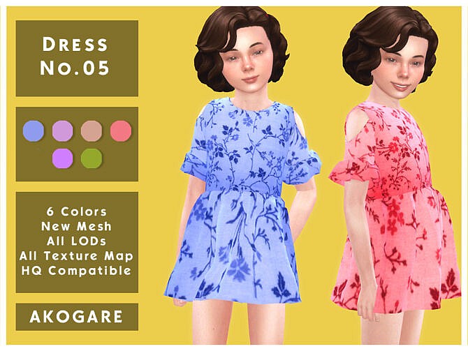 Sims 4 Dress No.05 by Akogare at TSR