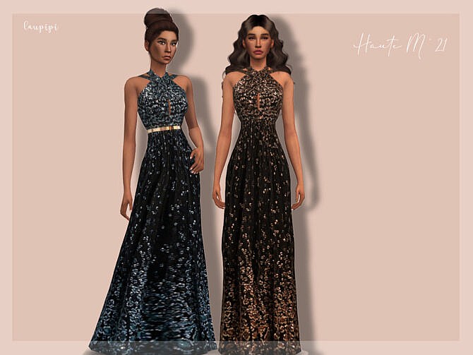 Sims 4 Embellished Dress DR406 by laupipi at TSR