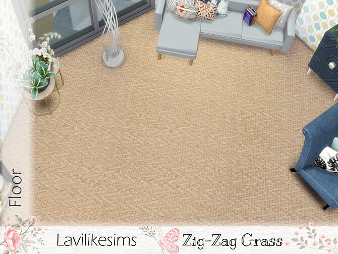 Sims 4 Zigzag Grass Carpet by lavilikesims at TSR