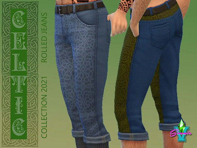 Sims 4 Celtic Rolled Jeans by SimmieV at TSR