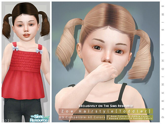 Sims 4 Zoe Hairstyle [Toddler] by DarkNighTt at TSR