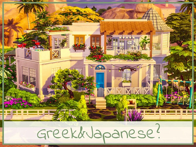 Sims 4 Greek & Japanese house by simmer adelaina at TSR