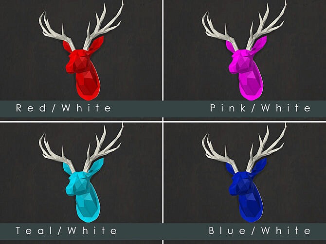 Sims 4 LED backlit Wall Art Origami Deer Head by TyrAVB at TSR