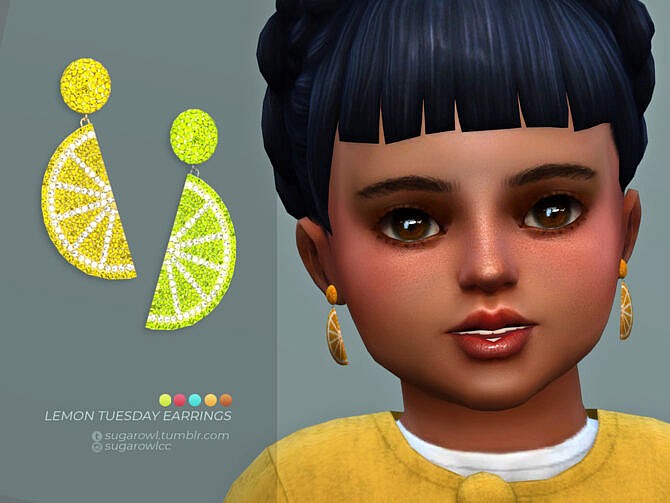 Sims 4 Lemon Tuesday earrings Toddlers version by sugar owl at TSR