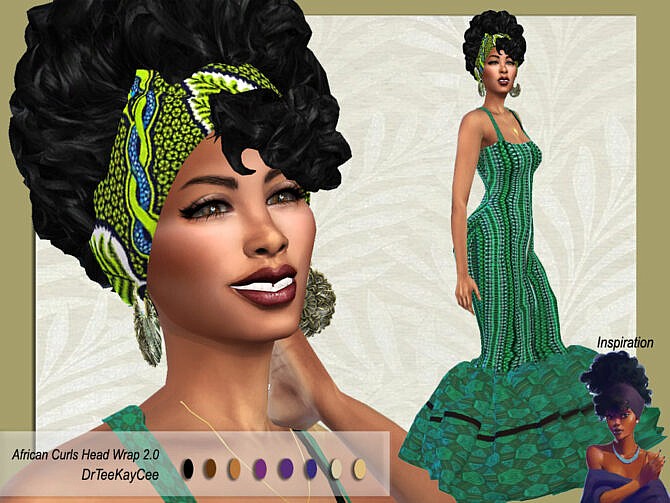 Sims 4 African Curls Head Wrap II Hair by drteekaycee at TSR