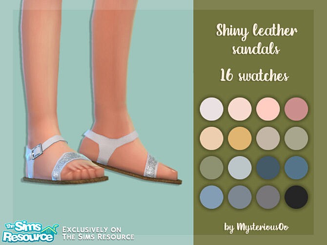 Sims 4 Shiny leather sandals by MysteriousOo at TSR