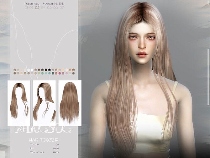 Sims 4 WINGS TO0312 hair by wingssims at TSR
