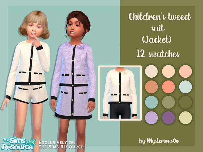 Sims 4 Tweed suit (Jacket) by MysteriousOo at TSR
