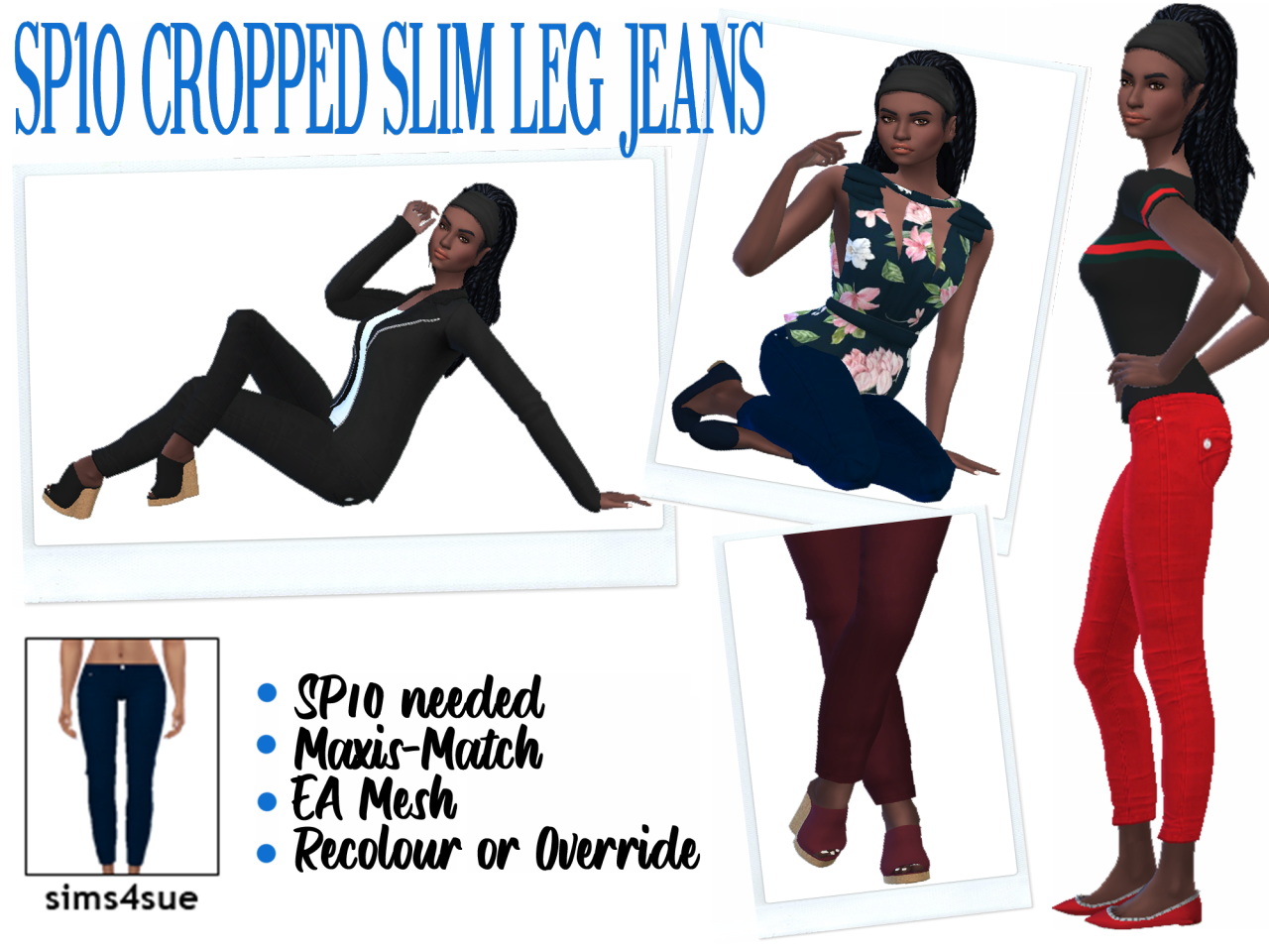 Cropped Slim Leg Jeans at Sims4Sue » Sims 4 Updates