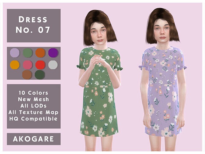 Sims 4 Dress No.07 by Akogare at TSR