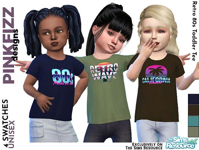 Sims 4 Retro 80s Toddler Tee by Pinkfizzzzz at TSR