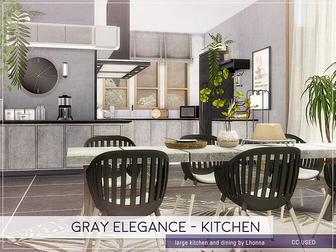 Sims 4 Gray Elegance Kitchen by Lhonna at TSR