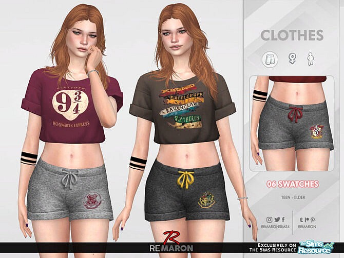 Sims 4 Harry Potter Shorts 01 F by ReMaron at TSR