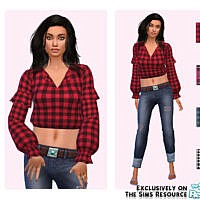 Plaid Puffy Sleeves By Pinkfizzzzz