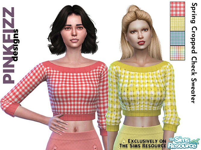 Spring Checked Cropped Sweater By Pinkfizzzzz