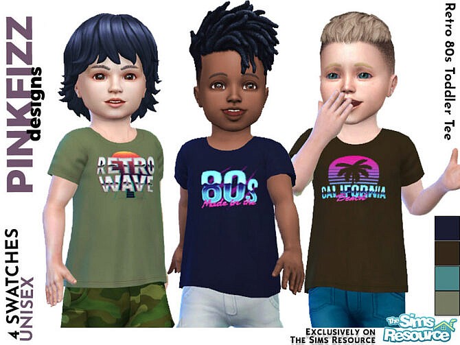 Sims 4 Retro 80s Toddler Tee by Pinkfizzzzz at TSR