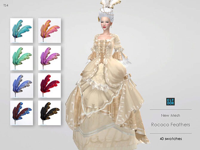 Sims 4 Rococo Feathers at Elfdor Sims