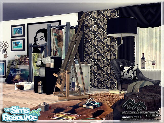 Sims 4 PICASSA Painting Studio by marychabb at TSR