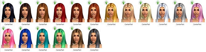 Sims 4 Center Part Hair by kakadimiel1200 at TSR