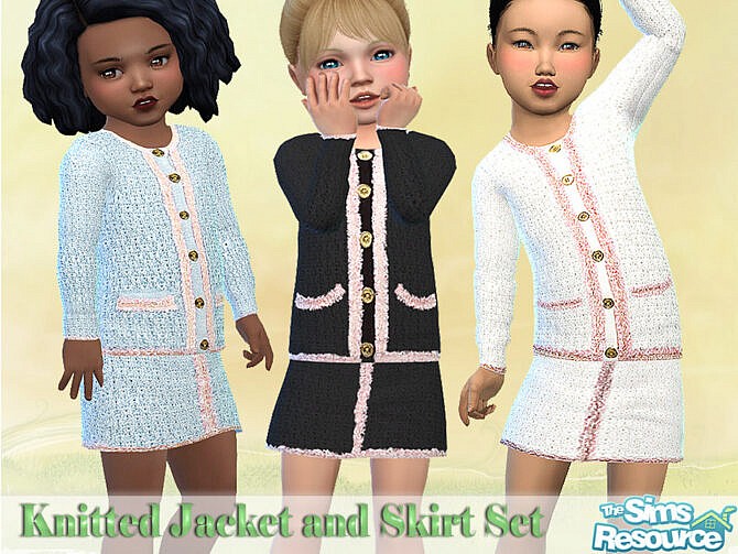 Sims 4 Knitted Jacket and Skirt by Pelineldis at TSR