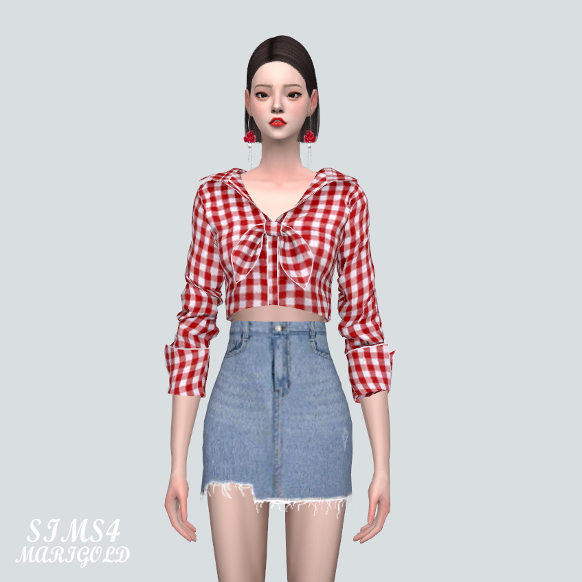 Ribbon Blouse V2 D 51 at Marigold » Sims 4 Updates