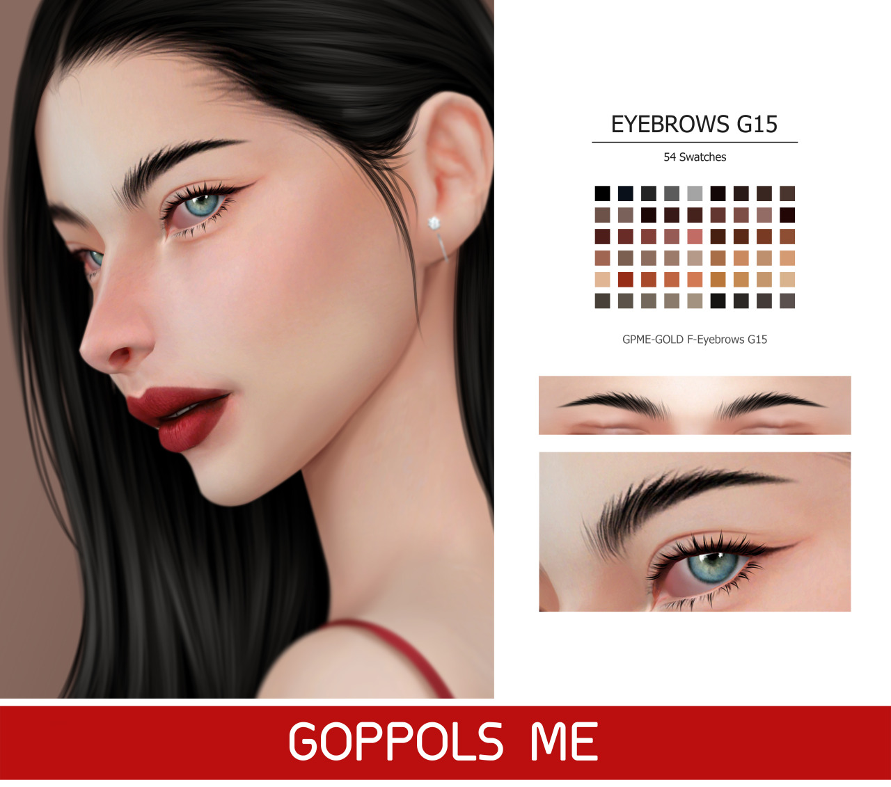 GPME-GOLD F Eyebrows G15 at GOPPOLS Me » Sims 4 Updates