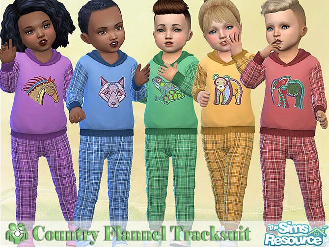 Sims 4 Country Flannel Tracksuit by Pelineldis at TSR