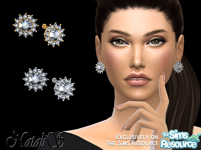 Sims 4 Vintage inspired diamond earrings by NataliS at TSR