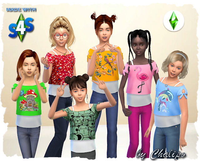 Sims 4 Layered top for girls by Chalipo at All 4 Sims