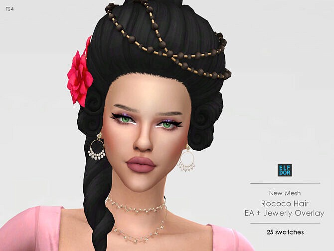Sims 4 Rococo Hair EA version at Elfdor Sims