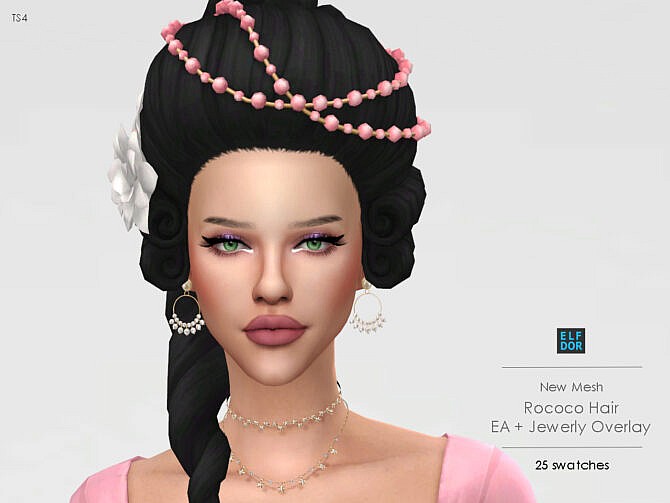 Sims 4 Rococo Hair EA version at Elfdor Sims