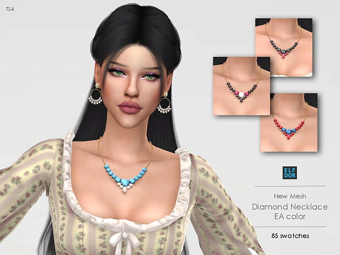 Sims 4 Diamond Necklace EA colors at Elfdor Sims