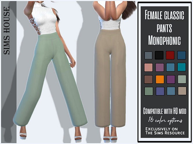 Female Classic Pants Monophonic By Sims House