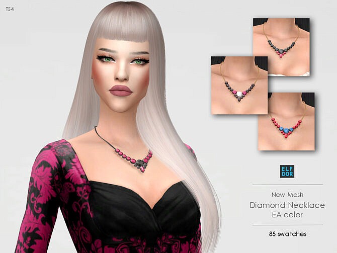 Sims 4 Diamond Necklace EA colors at Elfdor Sims