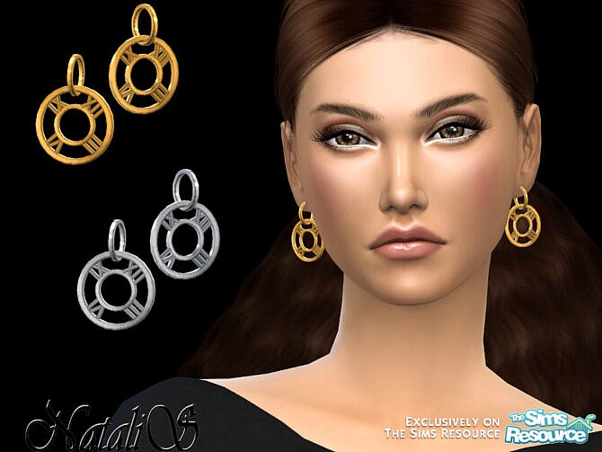 Sims 4 Roman numeral drop earrings by NataliS at TSR