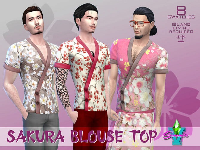 Sims 4 Sakura Blouse Top by SimmieV at TSR
