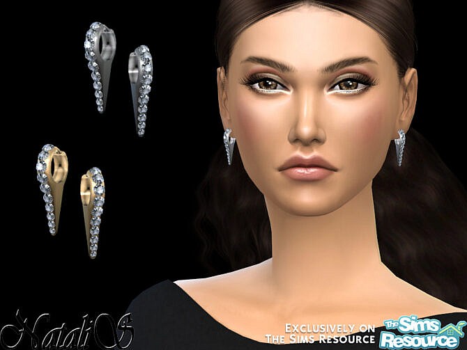 Sims 4 Needle crystal earrings by NataliS at TSR