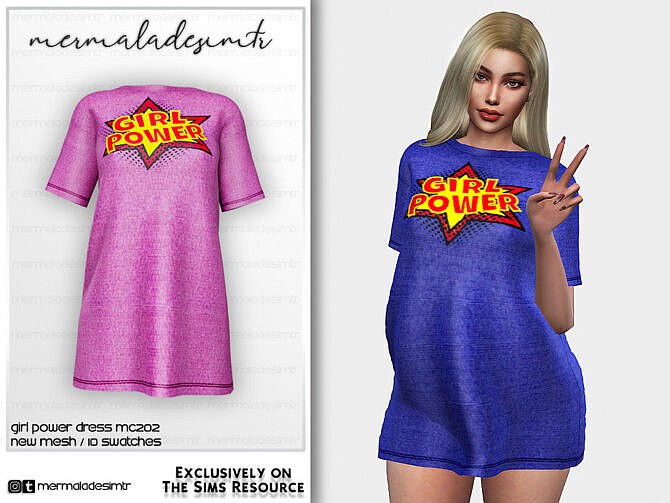 Sims 4 Girl Power Dress MC202 by mermaladesimtr at TSR