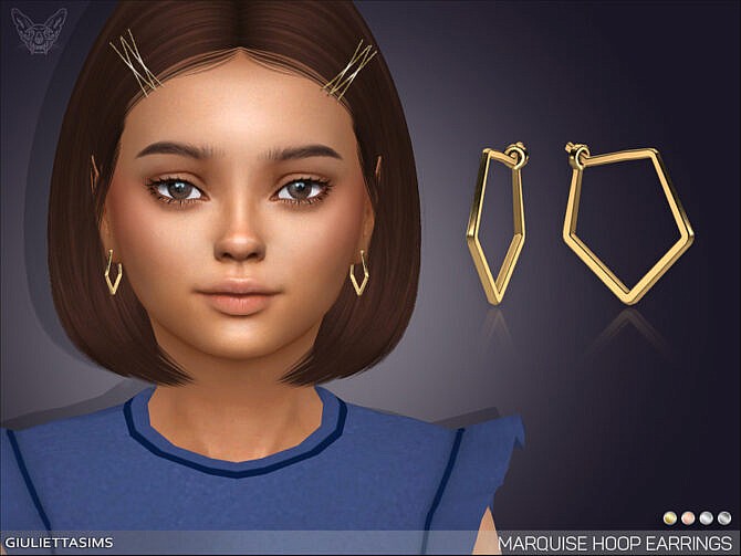 Sims 4 Marquise Hoop Earrings For Kids by feyona at TSR