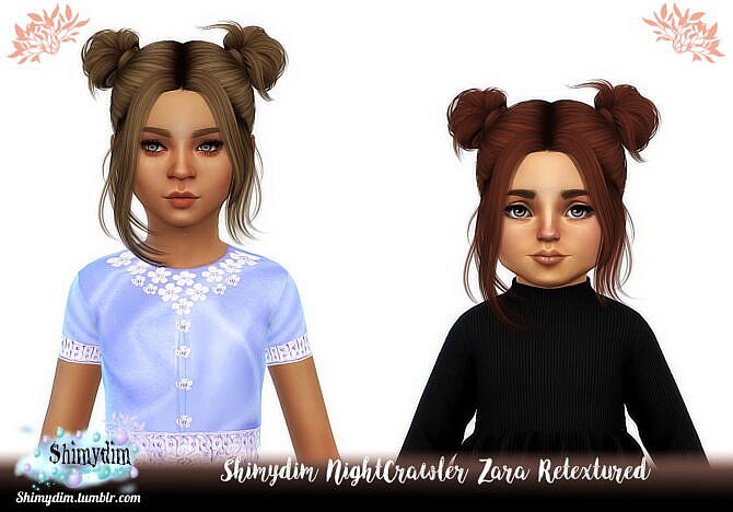 Sims 4 NightCrawler Zara Hair Retexture + Child & Toddler at Shimydim Sims