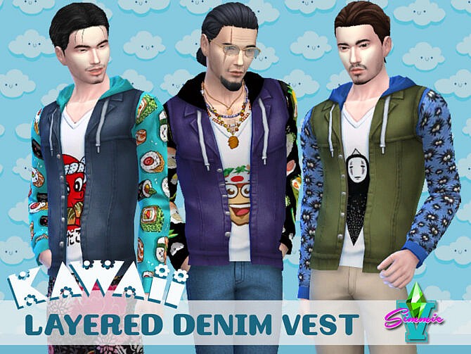 Sims 4 Kawaii Layered Denim Vest by SimmieV at TSR