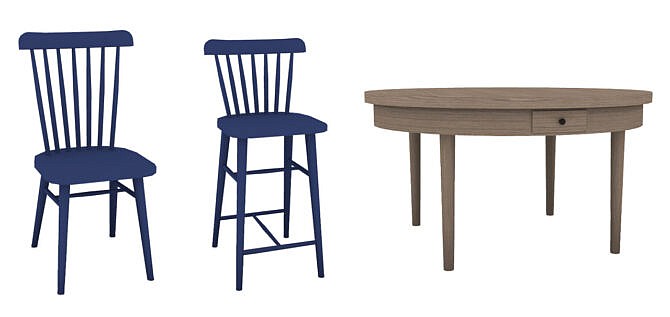 Sims 4 Tucker Dining Set: Chair, Barstool and Table at Sooky